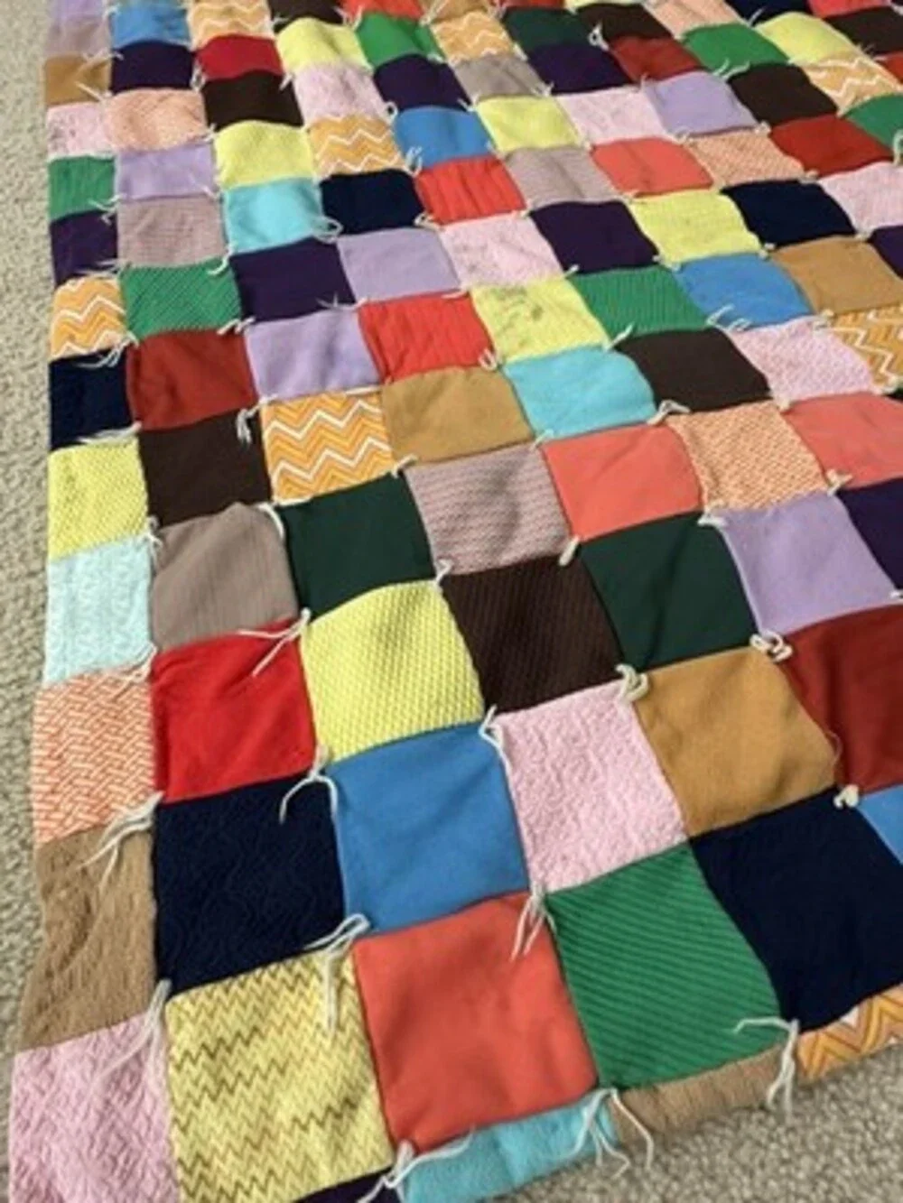 Handmade Vintage Quilt Colorful Cottage Core Twin/ Daybed/Throw size 84” x55